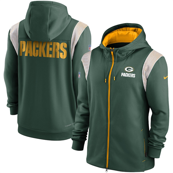 Men's Green Bay Packers Green Zipper Hoodie